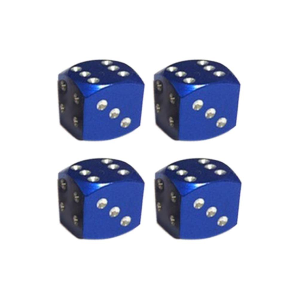 4Pcs Dice Shape Car Motorcycle Wheel Tyre Air Valve Stem Anti-dust Cover Caps,Perfect Bike Accessories Blue