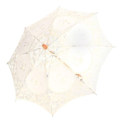 Lace Umbrella Parasol Vintage Wedding Bridal Umbrella for Photo Costume Party Supplies, 26 x 30cm/10.2 x 11.8in(S Beige)