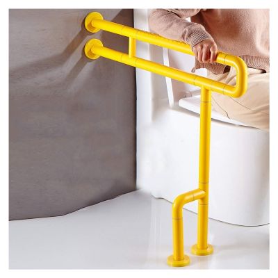 Toilet Armrest Shelf Bathroom Balance Bar Support Rail with Legs and Armrests Bathroom Support for Elderly Seniors, Disabled, Handicapped, Grandparents ALGFree (Color : Yellow)