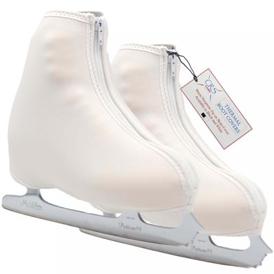 CRS Cross Thermal Ice Skate Boot Covers. Insulated Warm Neoprene Thermal Covers for Ice Skating, Roller, Hockey and Figure Skates. (White, X-Large)