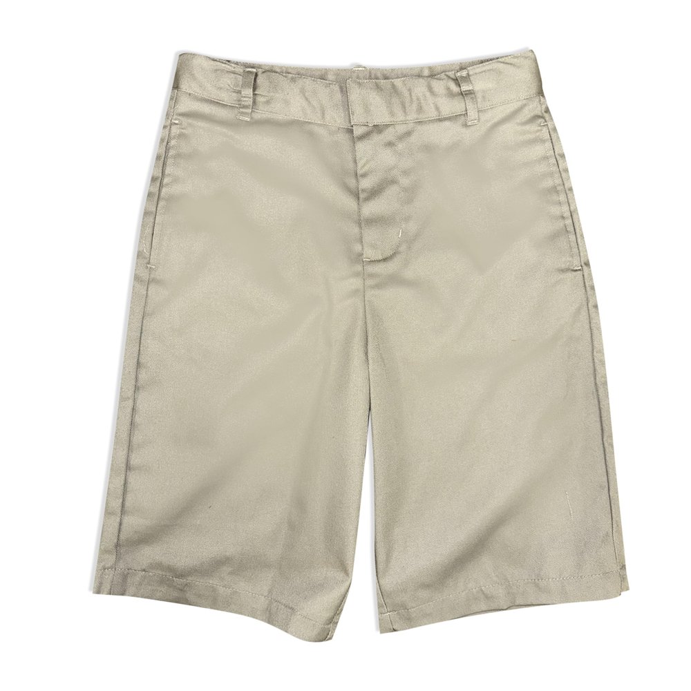 Class of 2030 Boys Woven Bermuda Shorts Basic Flat-Front Short with Adjustable Waist (Khaki, 14)
