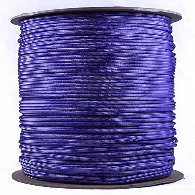 BORED? PARACORD! 350+ Colors Paracord - 1, 10, 25, 50, 100, 250, 1000 Foot Feet Options - Hanks Spools of Type III, 4mm Diameter, 7 Strand Parachute Cord - Acid Purple with Silver Stripe 1000 Feet