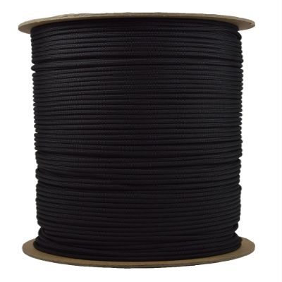 BORED? PARACORD! 350+ Colors Paracord - 1, 10, 25, 50, 100, 250, 1000 Foot Feet Options - Hanks Spools of Type III, 4mm Diameter, 7 Strand Parachute Cord - Black 1000 Feet