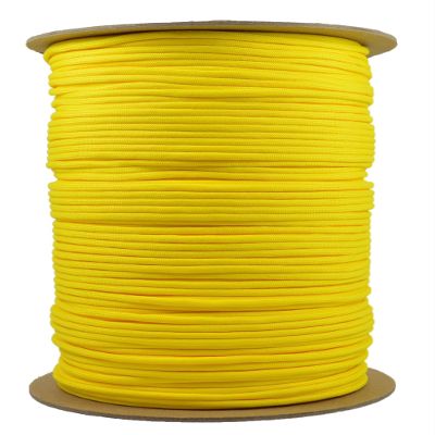 BORED? PARACORD! 350+ Colors Paracord - 1, 10, 25, 50, 100, 250, 1000 Foot Feet Options - Hanks Spools of Type III, 4mm Diameter, 7 Strand Parachute Cord - Canary Yellow 1000 Feet