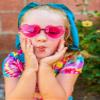 ShadyVEU Trendy Heart Shaped Love Colorful Baby Girl Toddler Ages 2-6 Yrs. Oversize Kids Sunglasses (Blue Etched Heart) view 3