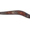 CIRCLE Y Dark Flash Arizona Flower Durable Distressed Leather Western Horse Size Contour Tapered Breast Collar with Silver Spot Accents view 2