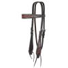 Circle Y Dark Flash Arizona Flower Durable Distressed Leather Western Horse Size Browband Headstall with Standard Cheeks & Tie Ends | 36" - 43" Headstall Working Length view 1
