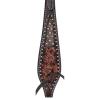 Circle Y Dark Flash Arizona Flower Durable Distressed Leather Western Horse Size Browband Headstall with Standard Cheeks & Tie Ends | 36" - 43" Headstall Working Length view 2