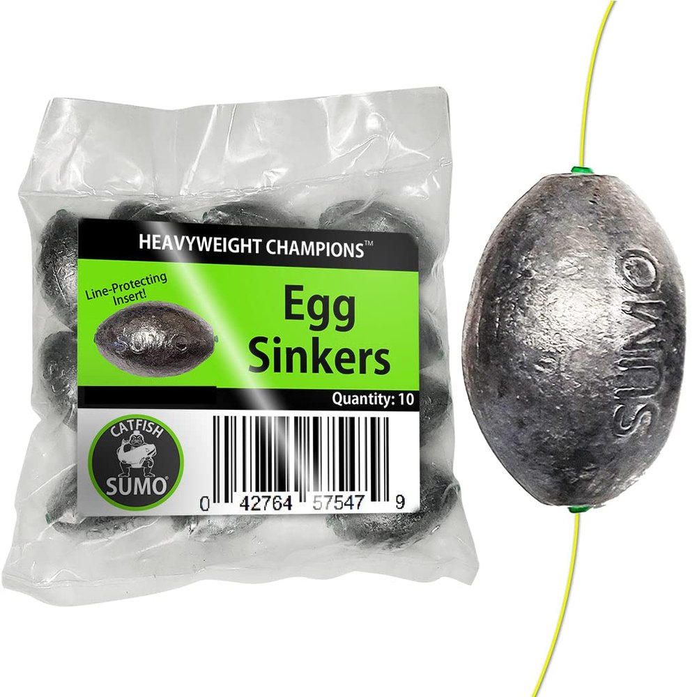 Catfish Sumo 6oz Egg Lead Sinker Weights with Line-Protecting Inserts to Guard Against Damage (10-Pack)