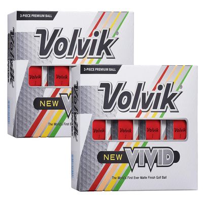 Volvik New Vivid 3-Piece Premium Matte Finish Color Golf Balls 2 Dozen (24 Balls) - Red Color