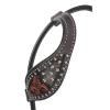 Circle Y Dark Flash Arizona Flower Durable Distressed Leather Western Horse Size One Ear Headstall with Standard Cheeks & Tie Ends | 36" - 43" Headstall Working Length view 3