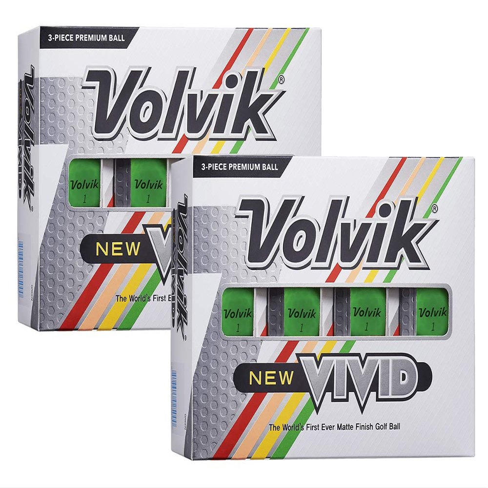 Volvik New Vivid 3-Piece Premium Matte Finish Color Golf Balls 2 Dozen (24 Balls) - Green Color