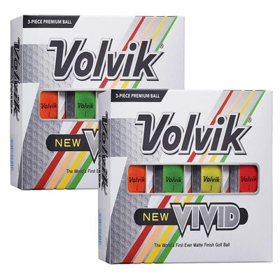 Volvik New Vivid 3-Piece Premium Matte Finish Color Golf Balls 2 Dozen (24 Balls)- Assorted Color