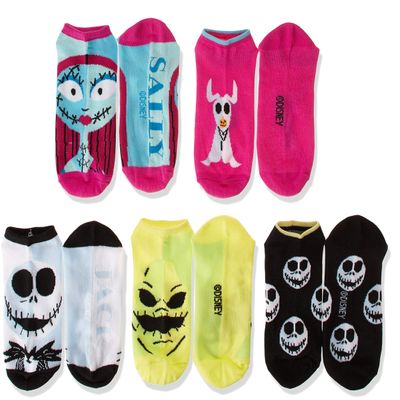 Disney Women's Nightmare Before Christmas 5 Pack No Show Socks