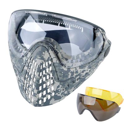 Outdoor Paintball Shooting Face Protection Gear Tactical Fast Helmet Wing Side Rail Mount Mask with PC Goggles - ACU