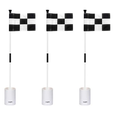 KINGTOP Golf Flagstick Mini, Putting Green Flag for Yard, 3 Feet Flagpole 2-Section Design, Golf Pin Flags Hole Cup Set, 6" Putting Cup, 3-Pack