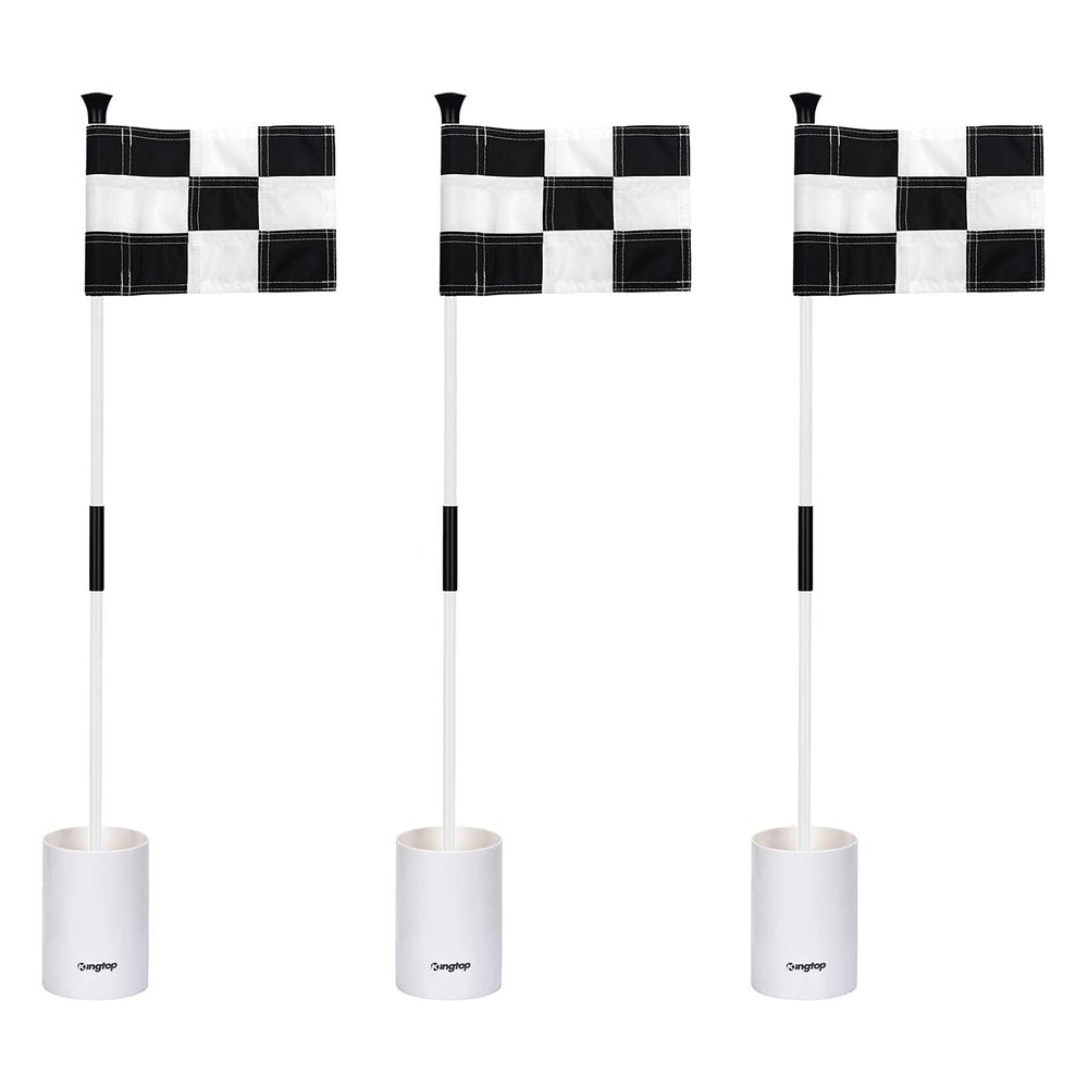 KINGTOP Golf Flagstick Mini, Putting Green Flag for Yard, 3 Feet Flagpole 2-Section Design, Golf Pin Flags Hole Cup Set, 6" Putting Cup, 3-Pack