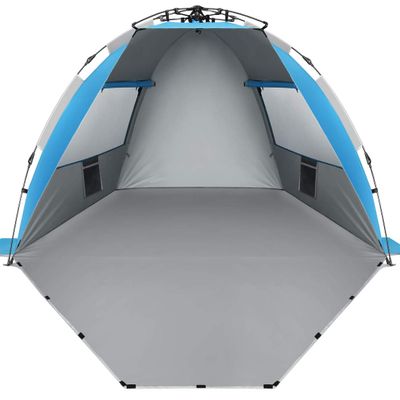 Oileus X-Large 4 Person Beach Tent Sun Shelter - Portable Sun Shade Instant Tent for Beach with Carrying Bag, Stakes, 6 Sand Pockets, Anti UV for Fishing Hiking Camping, Waterproof Windproof, Blue