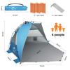 Oileus X-Large 4 Person Beach Tent Sun Shelter - Portable Sun Shade Instant Tent for Beach with Carrying Bag, Stakes, 6 Sand Pockets, Anti UV for Fishing Hiking Camping, Waterproof Windproof, Blue view 2