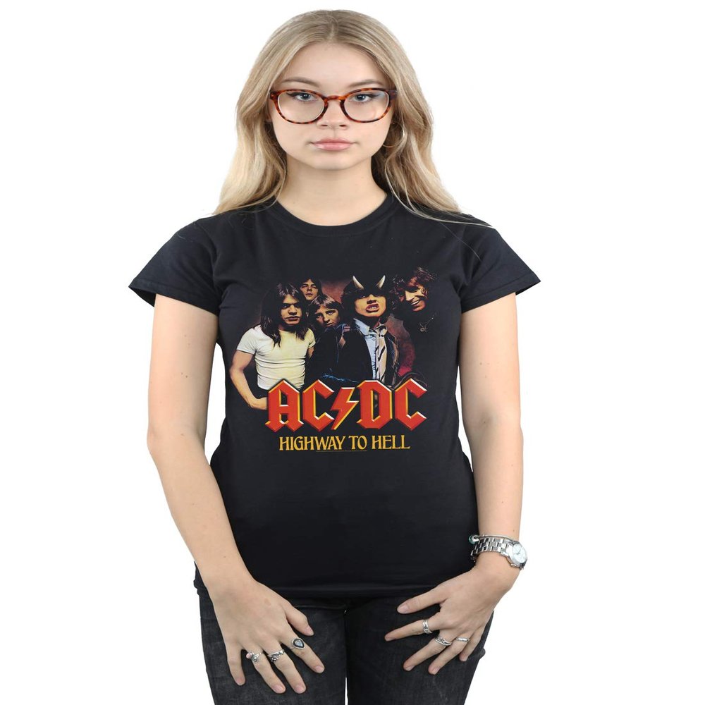 Absolute Cult ACDC Women's Highway to Hell Group T-Shirt Black X-Large