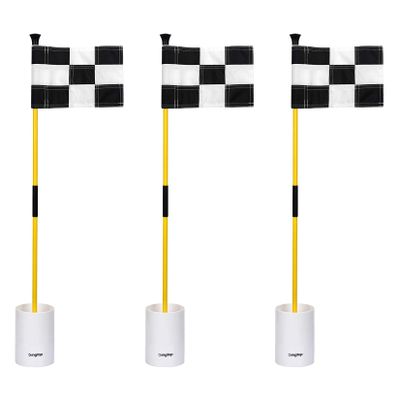 KINGTOP Golf Flagstick Mini, Putting Green Flag for Yard, 3 Feet Flagpole 2-Section Design, Golf Pin Flags Hole Cup Set, 6" Putting Cup, 3-Pack