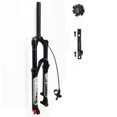 LvTu Mountain Bike Forks 26 27.5 29 Inch Air Suspension 140mm Travel, Rebound Adjust Front Fork, with 180mm Disc Brake Adapter (Color : Straight Remote Lock Out, Size : 26 inch)
