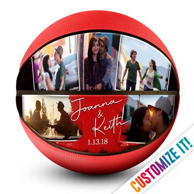 Custom Photo Love Basketball | Personalized Basketball with Pictures and Text | Best Gift for Valentines Day, Wedding, Anniversary | Customized and Unique Gift! (Basketball Multi-Photo - Full Size)
