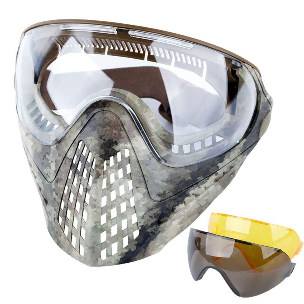 Outdoor Paintball Shooting Face Protection Gear Tactical Fast Helmet Wing Side Rail Mount Mask with PC Goggles - A-TACS