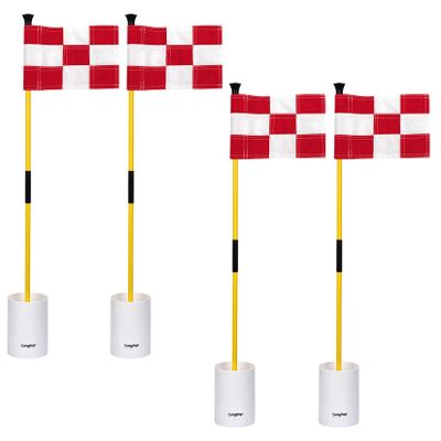 KINGTOP Golf Flagstick Mini, Putting Green Flag for Yard, 3 Feet Flagpole 2-Section Design, Golf Pin Flags Hole Cup Set, 6" Putting Cup, 4-Pack