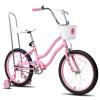 JOYSTAR 20 Inch Kids Bike with Training Wheels, Banana Seat Bicycle for Girls Ages 7-10 Years Old, Kids' Lowrider Bicycle with Front Handbrake and Coaster Brakes, High Rise Handlebar Pink view 1