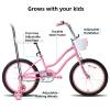 JOYSTAR 20 Inch Kids Bike with Training Wheels, Banana Seat Bicycle for Girls Ages 7-10 Years Old, Kids' Lowrider Bicycle with Front Handbrake and Coaster Brakes, High Rise Handlebar Pink view 2