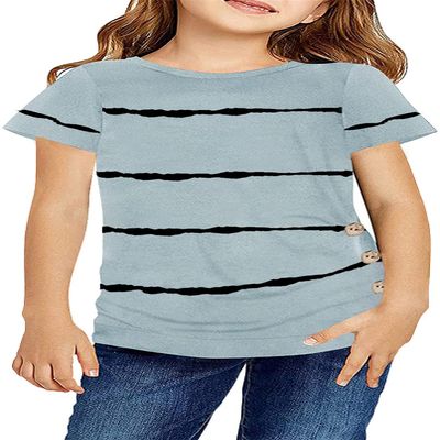 Ebifin Girls Casual Short/Long Sleeve T Shirts Crewneck Tunic Tops Kids Button Striped Tee Blouses Size 4-15