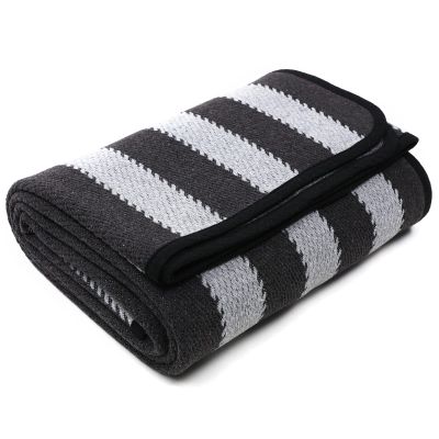 PuTian Merino Wool Blanket - 63" x 51" Thick Warm Soft Twin Bed Throw - Great for Camping, Outdoors, Travel, Car, Couch, All Seasons Grey Stripe
