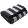 PuTian Merino Wool Blanket - 63" x 51" Thick Warm Soft Twin Bed Throw - Great for Camping, Outdoors, Travel, Car, Couch, All Seasons Grey Stripe view 1