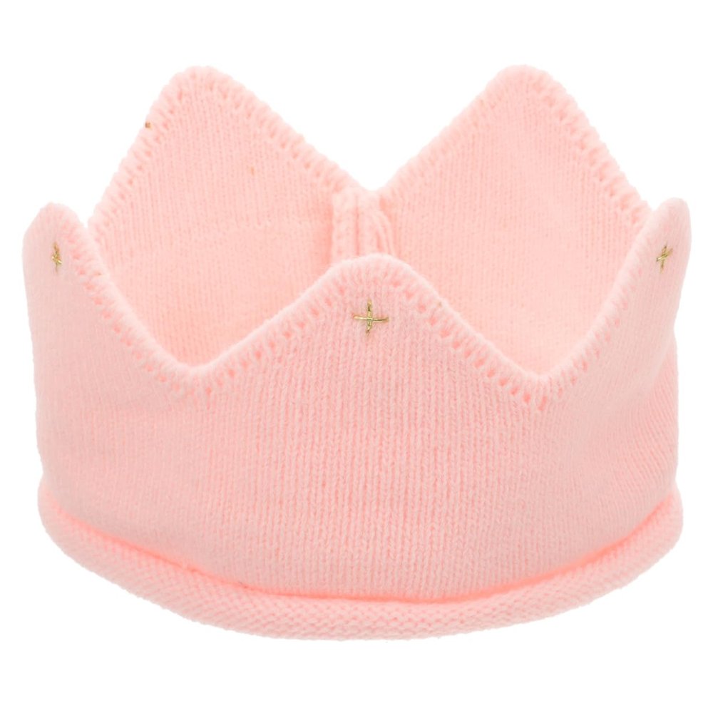 TOYANDONA 1pcs Baby Boy & Girl Birthday Party Knitted Crown Headband Toddler Knit Crochet Beanie Cap (Pink)