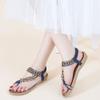 Ablanczoom Womens Sandals Flats Shoes: Comfortable Bohemian Beaded Dressy Summer Flat Casual Ankle Strap Elastic Slip on Beach Sandal view 2