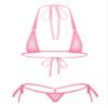 dPois Women's Micro Bra Top and Panty Bikini Sets Sheer Mesh Swimsuit Bathing Suit Pink OneSize view 1