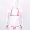 dPois Women's Micro Bra Top and Panty Bikini Sets Sheer Mesh Swimsuit Bathing Suit Pink OneSize view 2