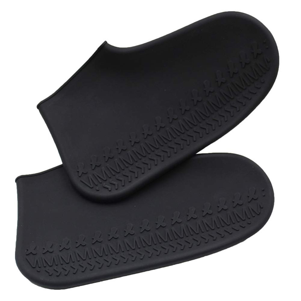 VOSAREA 1pair - Silicone Shoes Cover for Rain and Wear-Resistant Overshoes Unisex Footwear Protector for Outdoor Use Black