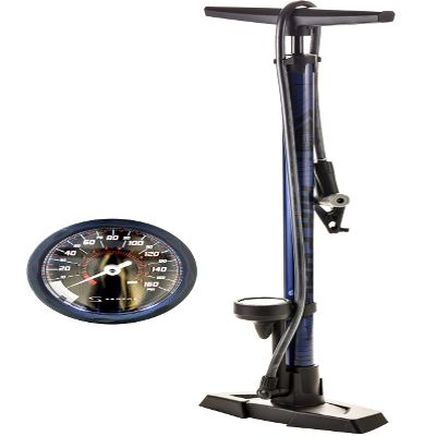 SURFAS FP-200 AF-T1 Bicycle Floor Pump, Gloss Navy Blue, One Size Fits Most, Includes Air Gauge