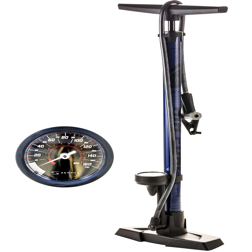 SURFAS FP-200 AF-T1 Bicycle Floor Pump, Gloss Navy Blue, One Size Fits Most, Includes Air Gauge