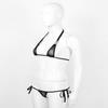dPois Women's Micro Bra Top and Panty Bikini Sets Sheer Mesh Swimsuit Bathing Suit Black OneSize view 3