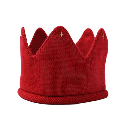 TOYANDONA 1pcs Baby Boy & Girl Birthday Party Knitted Crown Headband Toddler Knit Crochet Beanie Cap (Red)