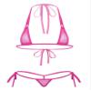 dPois Women's Micro Bra Top and Panty Bikini Sets Sheer Mesh Swimsuit Bathing Suit Hot Pink OneSize view 1