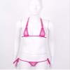 dPois Women's Micro Bra Top and Panty Bikini Sets Sheer Mesh Swimsuit Bathing Suit Hot Pink OneSize view 2