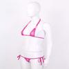 dPois Women's Micro Bra Top and Panty Bikini Sets Sheer Mesh Swimsuit Bathing Suit Hot Pink OneSize view 3