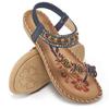 Ablanczoom Womens Sandals Flats Shoes: Comfortable Bohemian Beaded Dressy Summer Flat Casual Ankle Strap Elastic Slip on Beach Sandal view 1