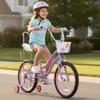 JOYSTAR 20 Inch Girls Bike with Training Wheels, Banana Seat Bicycle for Kids Ages 7-10 Years Old, Kids' Lowrider Bicycle with Front Handbrake and Coaster Brakes, High Rise Handlebar Purple view 4
