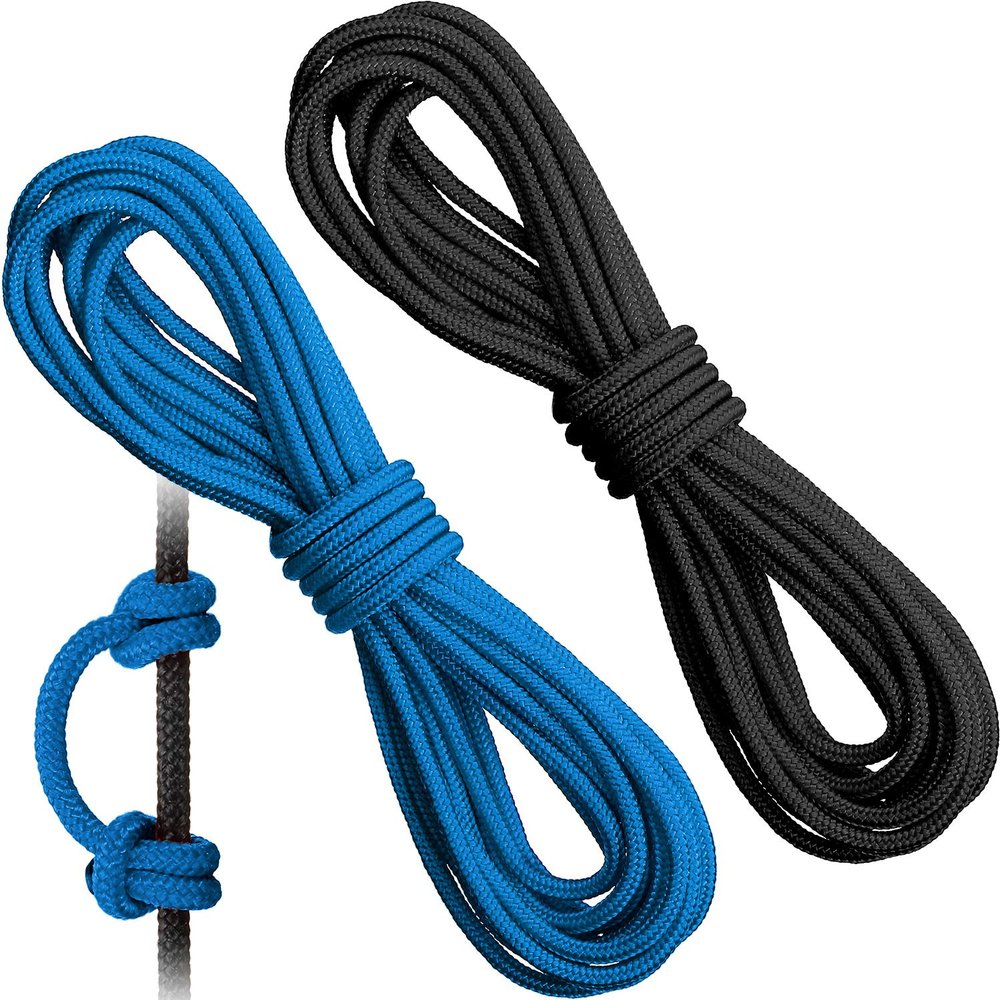 2 Pieces Archery D Loop Rope 10 Feet Archery Bowstring Serving Thread Release Material Nocking D Loop Rope String(Black and Blue)