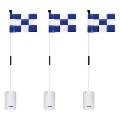 KINGTOP Golf Flagstick Mini, Putting Green Flag for Yard, 3 Feet Flagpole 2-Section Design, Golf Pin Flags Hole Cup Set, 6" Putting Cup, 3-Pack